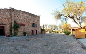 Historic stone courtyard at Casa Hogar Mexiquito